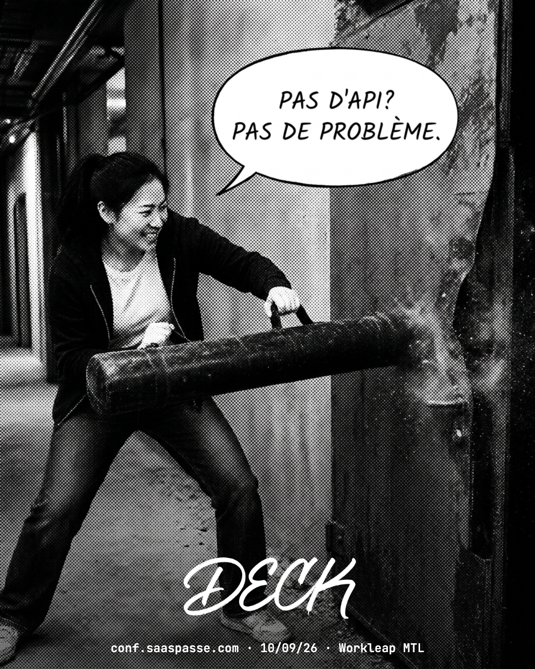 Affiche promo Deck · SaaSpasse Conf '26 · dark